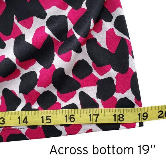 Calvin Klein Geo Print Black Magenta White Pleated Neck Sleeveless Blouse M - Picture 11 of 13